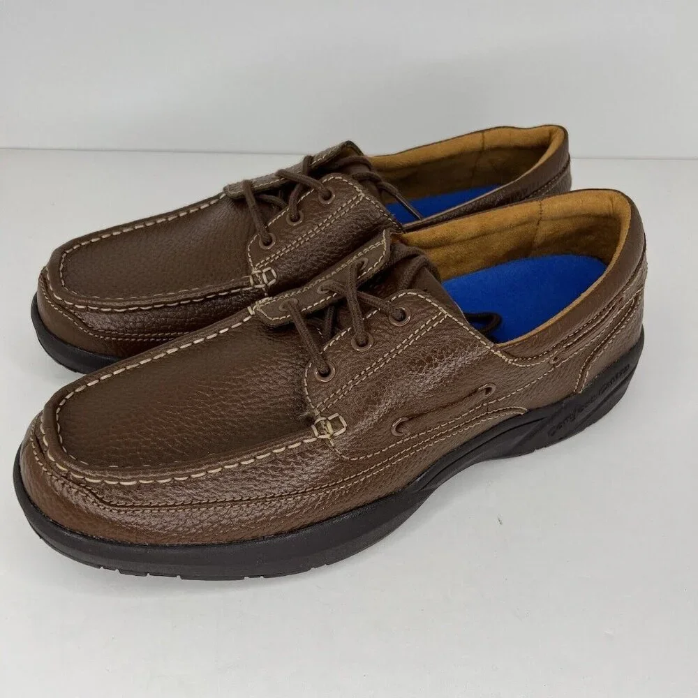 Dr. Comfort Patrick Casual Mens Size 13M Leather Classic Boat Shoe Chestnut